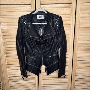 Women's Black Studded faux Leather Jacket